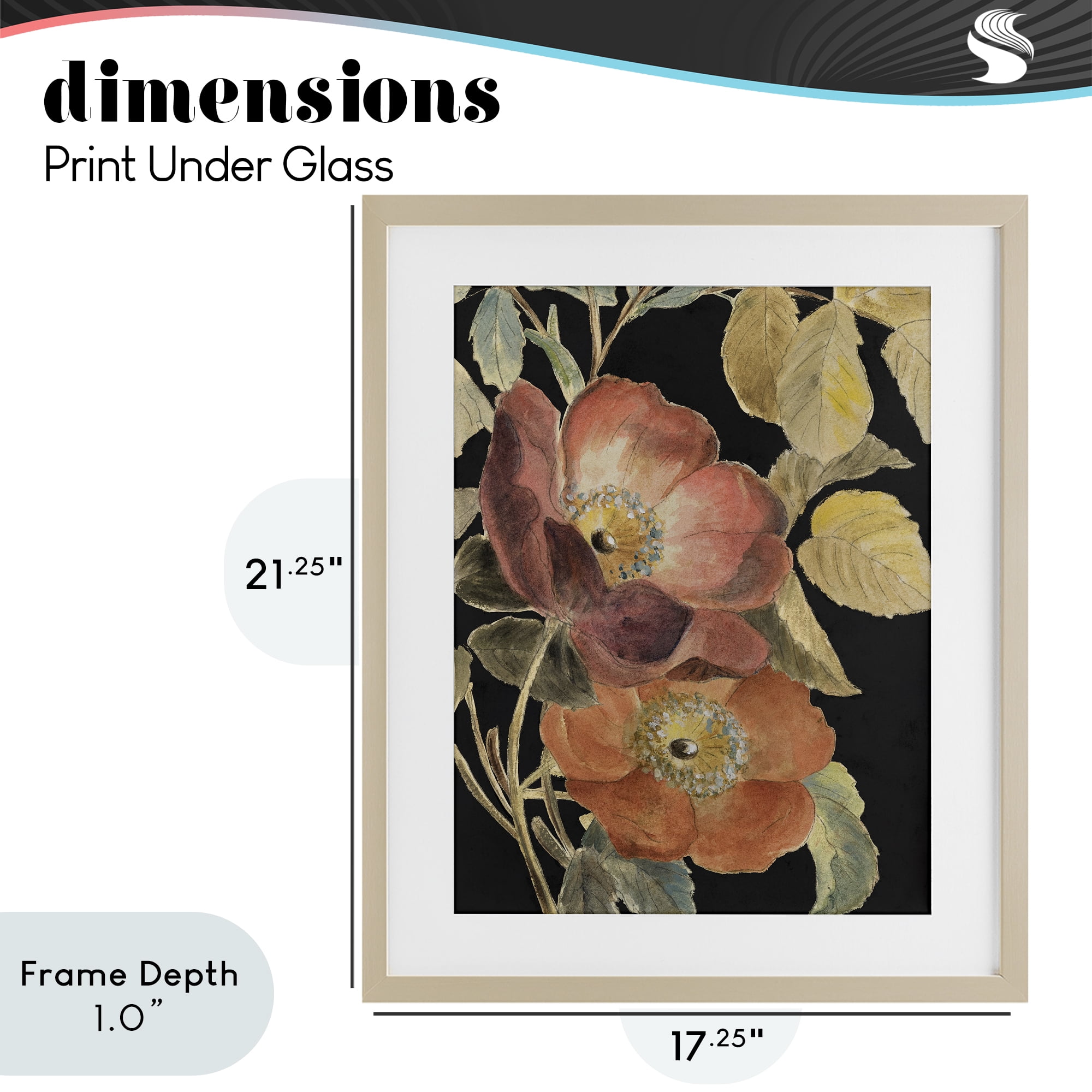 Stupell Industries Red Flower over Black Birch Framed Print Under Glass, design by Lanie Loreth
