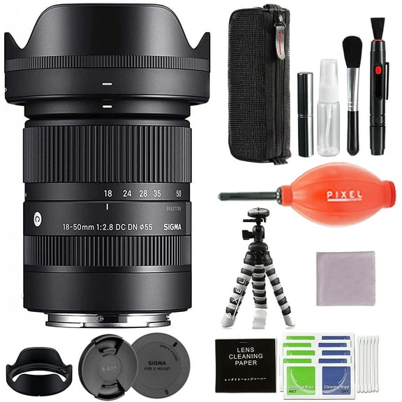 Sigma 18-50mm f2.8 DC DN Contemporary Lens for Fujifilm X Mount with Pixel Advanced Accessory and Travel Bundle (Sigma 1-Year USA Warranty)