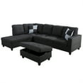 thumbnail image 4 of Aukfa 103" Sectional Sofa with Storage Ottoman, L Shape Couch for Living Room, Left Facing Chaise, Linen, Dark Gray, 4 of 11
