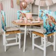 thumbnail image 3 of Sea Turtle Chair Covers Set of 1 Teal Watercolor Starfish Coral Coastal Ocean Chair Back Covers Stretch Removable Washable Slipcovers Protector for Dining Room Kitchen Party Decor, 3 of 9
