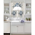 thumbnail image 3 of Blue Spring Floral Swag Kitchen Curtains Sets for Windows 24 Inch Length, Summer Flowers Rustic Short Window Curtain Panels Swags Valances and Tiers 3 Piece Set for Cafe/Dining Room, 3 of 5