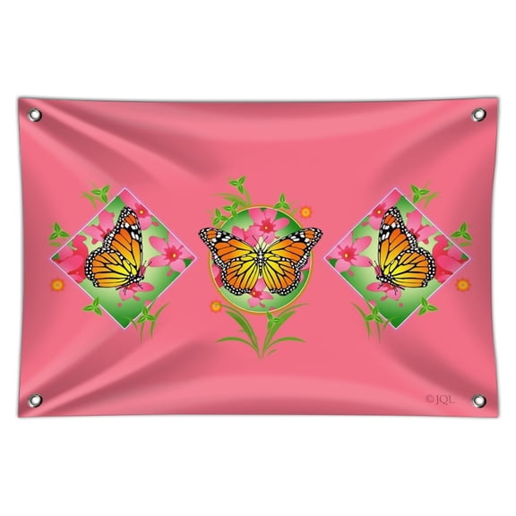 Orange Butterfly Pink Flowers Home Business Office Sign