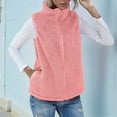 thumbnail image 3 of Women'S Turtle-Neck Sleeveless Warm Plush Vest with Zipper Autumn Winter Vest Jacket with Pockets Pink 5XL, 3 of 5