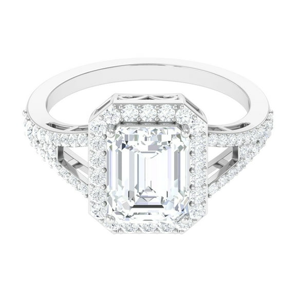 Rosec Jewels Statement Cubic Zirconia Engagement Ring - 5 Carat - AAAA Quality, 925 Sterling Silver, US 4.00