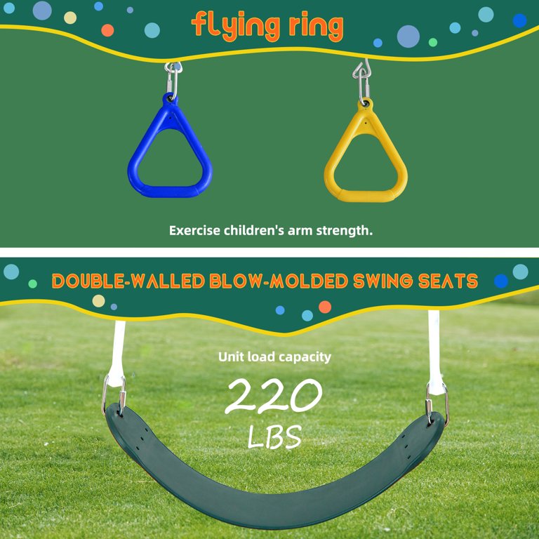 SMkidsport 6-in-1 Metal Swing Set with Slide, Seesaw, Trapeze, 2