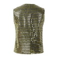 thumbnail image 4 of WOYY Boys Sequin Glitter Vest Sleeveless Button Down Waistcoat Top,Gold, 4 of 5