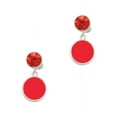 thumbnail image 2 of Delight Jewelry Silvertone Small Red Enamel Disc Red Crystal Clip on Earrings, 2 of 5