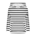 thumbnail image 7 of SwiftWear Women's Black & White Stripe Hooded Sweatshirt Soft Knit Hoodie Pullover with Drop Shoulder, Cozy Casual Tops for Everyday Comfort White, 7 of 7