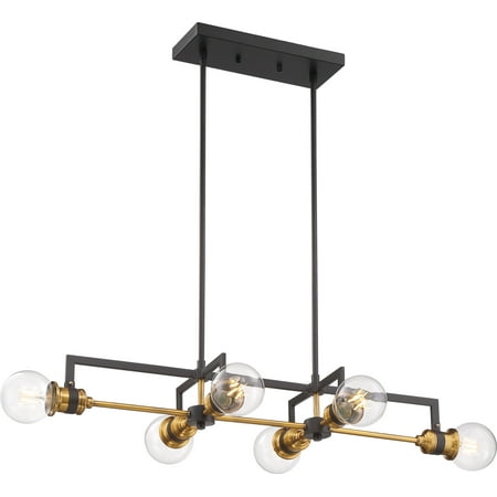 

Nuvo Lighting 60/6977 Intention 6 Light 33 Wide Linear Chandelier - Warm Brass / Black