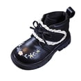 thumbnail image 2 of BRGZLK Girls Ankle Boots Fall Winter Fashion Cute Lace Bow Waterproof PU Leather Lug Sole Short Booties Casual Comfort Outdoor Walking Snow Boot for Little Girl Black 6.5-7 Years, 2 of 8