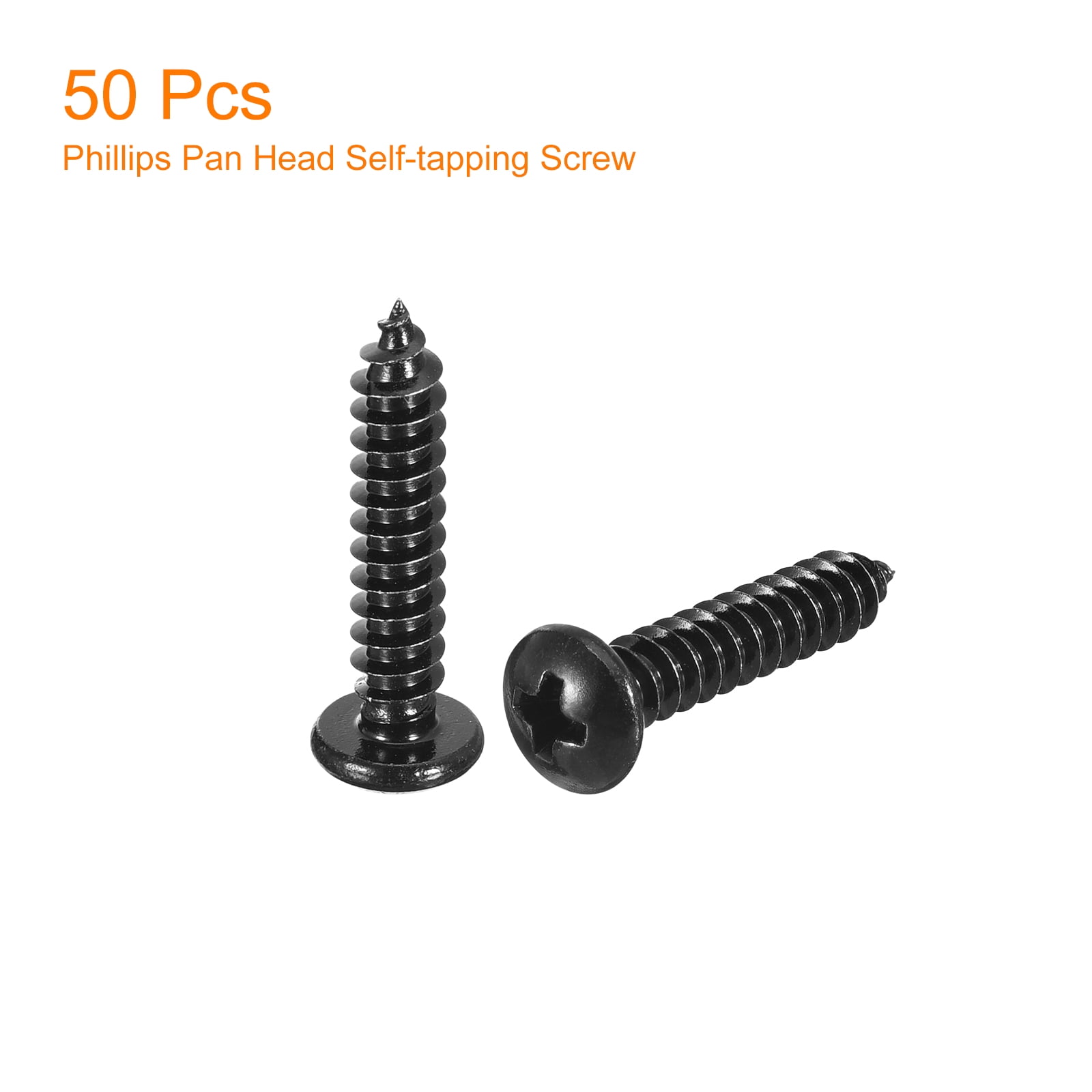25 Pack 4x3/4 Phillips Pan Head Self-Tapping Screws - Black Oxide 304 Stainless Steel