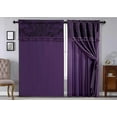 thumbnail image 3 of Chezmoi Collection Royal 4-Piece Jacquard Floral Window Curtain Set, Purple/Dark Purple, 3 of 8