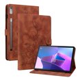 thumbnail image 2 of FJLBDE Case for Lenovo Tab P11 Pro 11.2 inch Gen 2 2022 TB-132FU, Embossed Flower PU Leather Flip Wallet Folio Stand Cover, Brown, 2 of 7