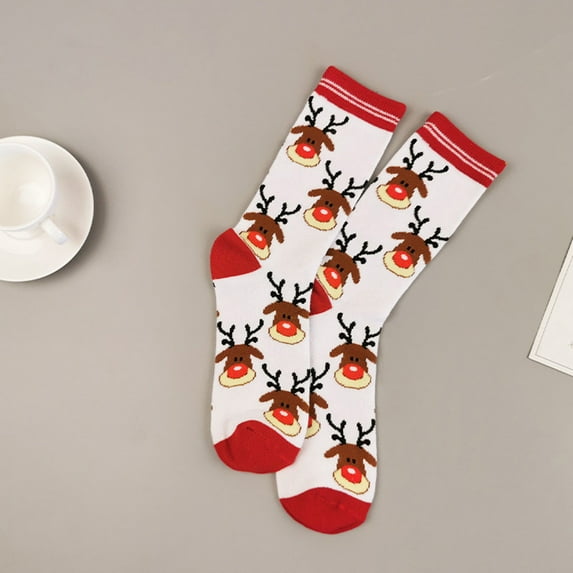 Aoochasliy Christmas Socks Women Christmas Holiday Socks Vintage Printing Thicker Socks Long Sock