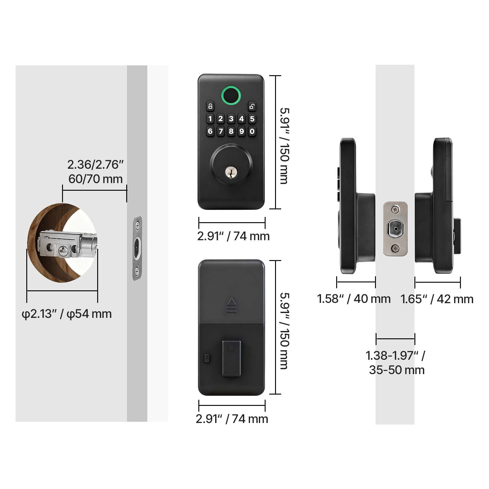 Keyless Entry Door Lock, Electronic Deadbolt with Easy-Grip Design, Customizable User Codes, Auto Lock, Anti-Peeping, Backlit Keypad for Home