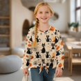 thumbnail image 4 of Xixirimido Black Cat Pumpkin Cobweb Halloween Pattern Girls Long Sleeve Shirts Casual Crew Neck Tunic Tops Tie-hem Basic Tunic Blouses Fashion 3D Graphic Tees, Size 7-8, 4 of 7