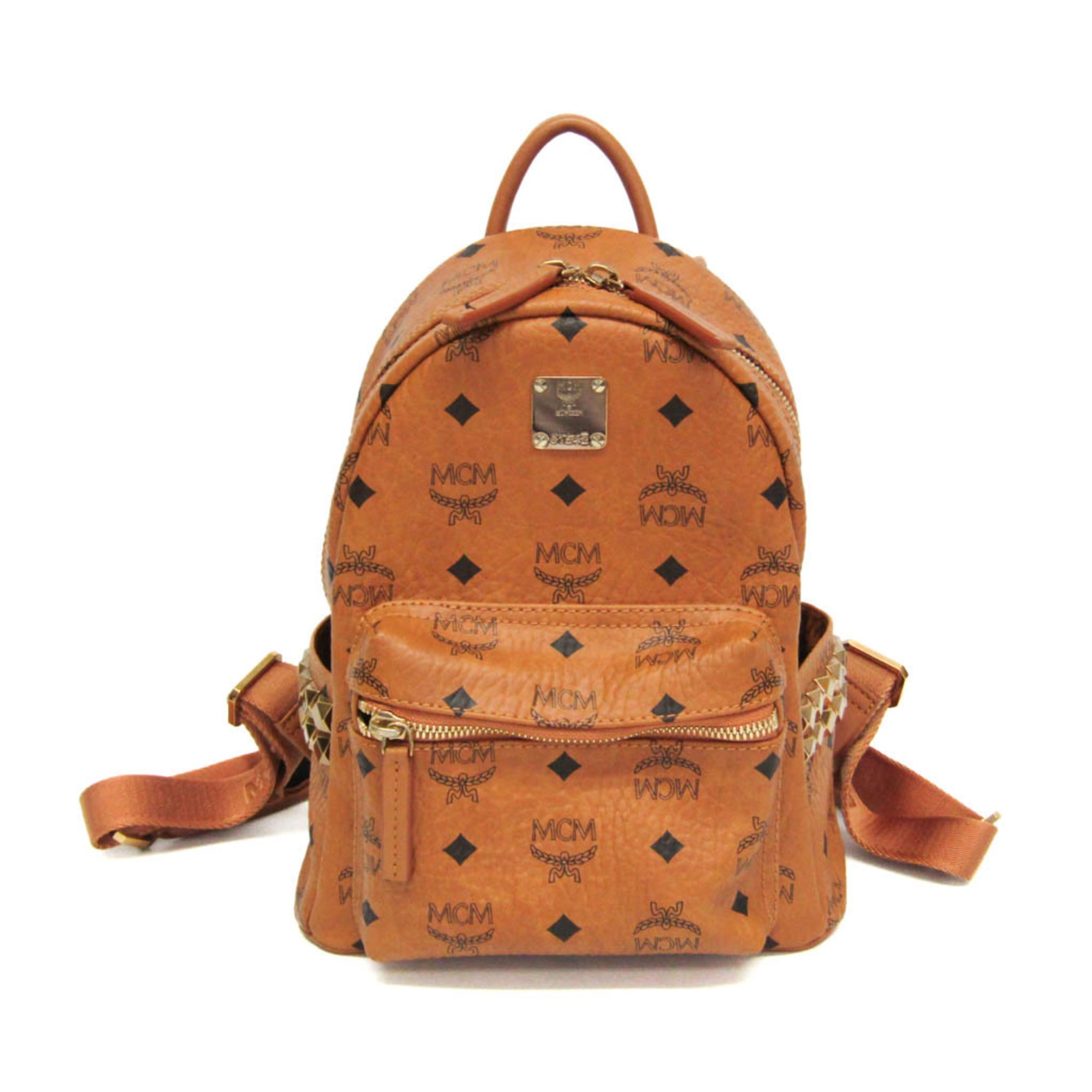 Pre-Owned MCM Studded Beige Backpack with Side Studs for 