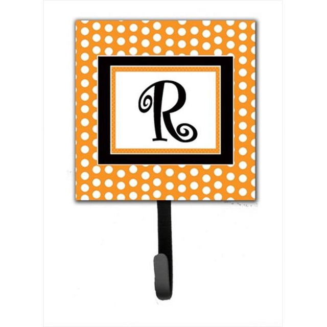 Carolines Treasures CJ1033-RSH4 Letter R Initial Monogram - Orange Polka Dots Leash Holder Or Key Hook