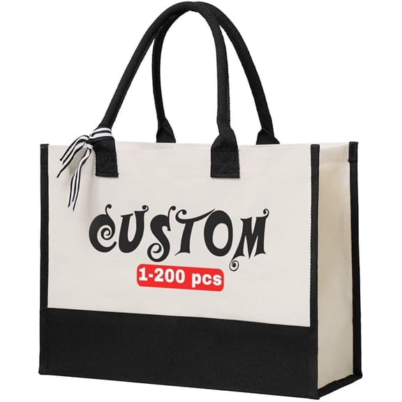 Custom Canvas Tote Bag for Women Personalized Photo Text Logo Shopping Bags for Wedding Christmas Birthday Gift