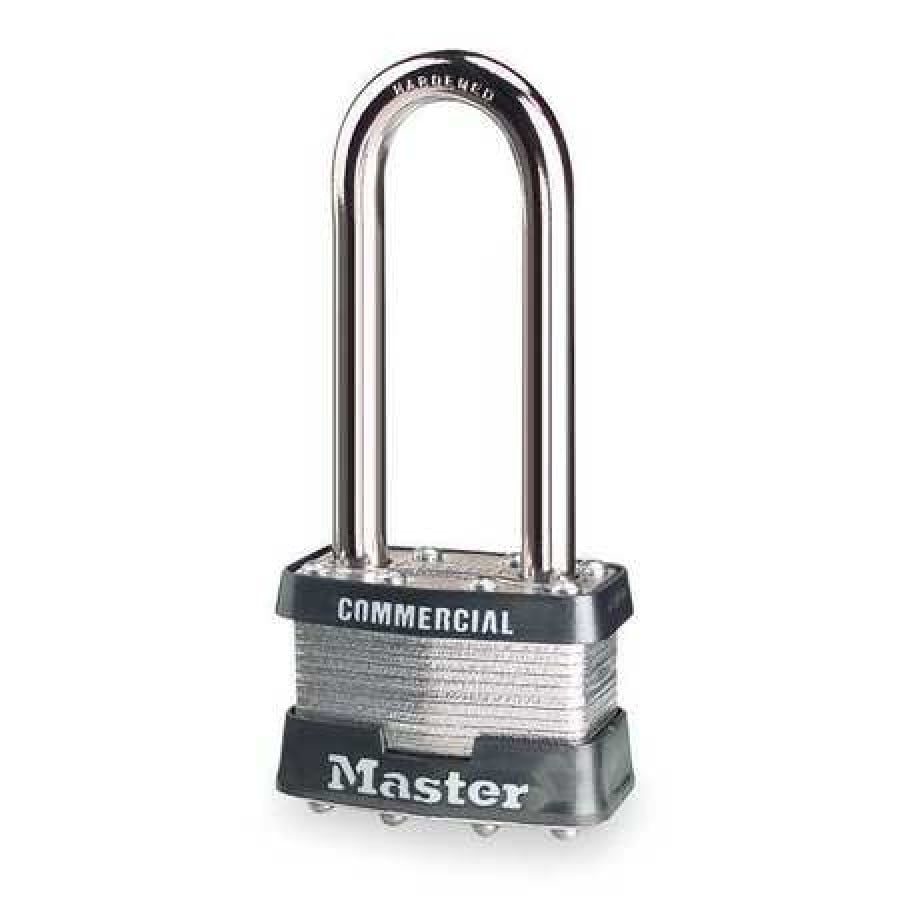 MASTER LOCK 1KALJ Padlock, Keyed Alike, Long Shackle, Rectangular Steel ...