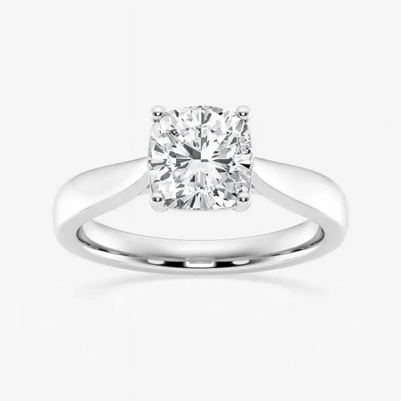 Cloud Jewel 14K White Gold Plated Ring for Gift - Cushion Cut 2.2 Ct Excellent Diamond Ring - Luxurious Single Stone Engagement Ring for Women - 50th Wedding Anniversary Gifts - Gifts for Birthday