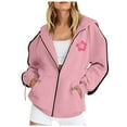 thumbnail image 5 of COMVALUE Cute Flower Hoodie for Woman Preppy Sweatshirts Trendy Puff Print Letter Graphic Hoodies Casual Pullover Tops (Pink, XL), 5 of 6