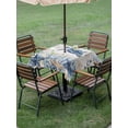 thumbnail image 4 of Outdoor Tablecloth with Umbrella Hole for Patio/Picnic/Party/Camping, Blue Turtle Coastal Waterproof Table Cloth Square Cover Washable, Beach Starfish Nautical Coral Vintage (54"x 54"), 4 of 8