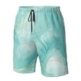 thumbnail image 2 of Yiaed Blue Marble Print Men's Swim Trunks with Lining Quick Dry Sports Shorts Beach Shorts Boardshorts-Small, 2 of 5