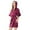 A-Purple800, variant on XIAONU Women's Satin Hooded Piped Trim Robe Loose Fit Half Sleeve V Neck Loungewear Soft Elegant Sleep Robes