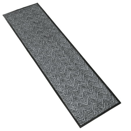 Indoor Outdoor Utility Floor Runner Rug With Gray Black