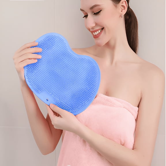 ACDANC Shower Back & Foot Scrubber, Wall Mounted Back Scrubber Silicone Bath Massage Cushion Brush with Suction Cups, Bathroom Wash Foot Mat Exfoliating Dead Skin Foot Brush