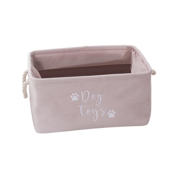 Pet Storage Collection Collapsible Bin, Small Rectangle Dog Toy Basket Fabric Storage Basket Foldable Box (Pink)
