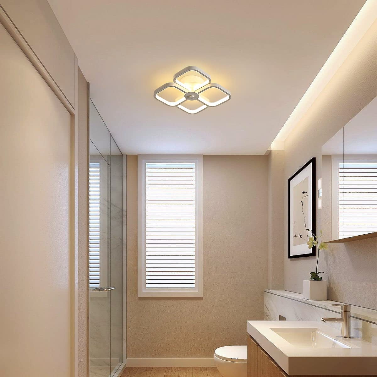ADISUN LED Ceiling Lights Modern Flush Mount Light Fixtures Square Ceiling Lamp Lighting for Bedroom Kitchen Office Hallway Corridor Aisle Living Room Warm White Light, White