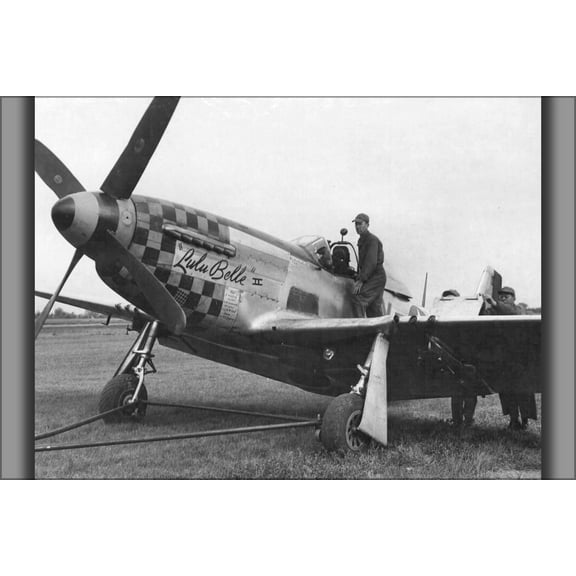24"x36" Gallery Poster, P-51D-15-NA p-51 Mustang 44-15092 Lulu Belle II of 352d Fighter Squadron 1944
