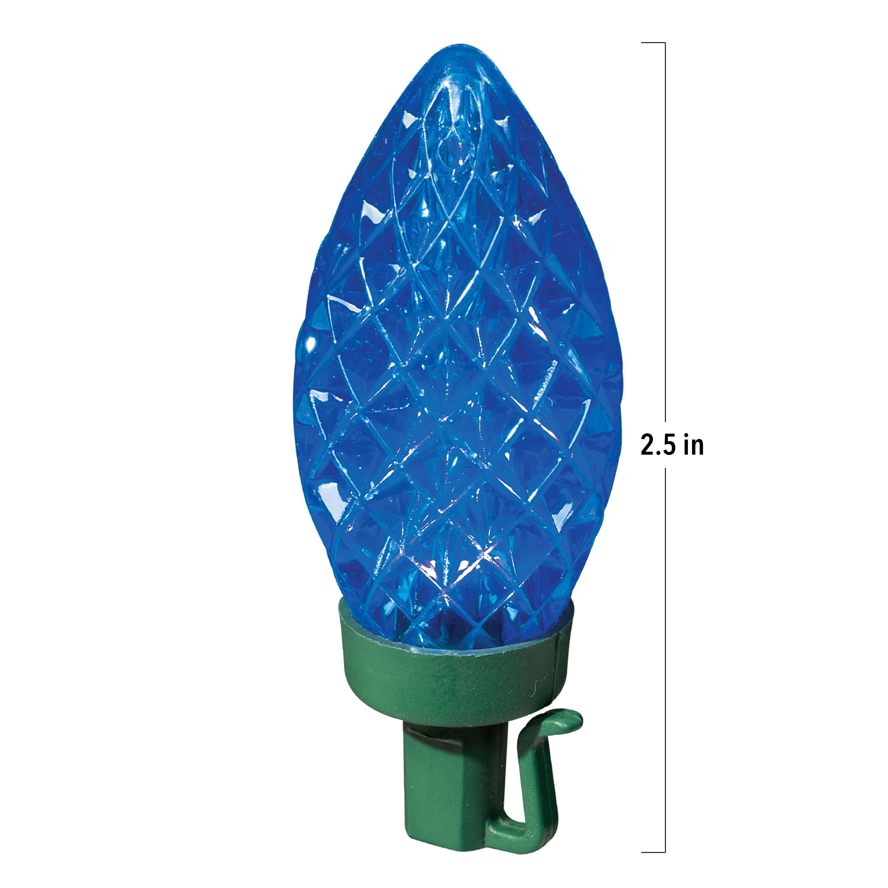 Indoor/Outdoor 100-Count LED Diamond-Cut C9 Christmas String Lights, Blue, Green Wire, 58.5', by Holiday Time