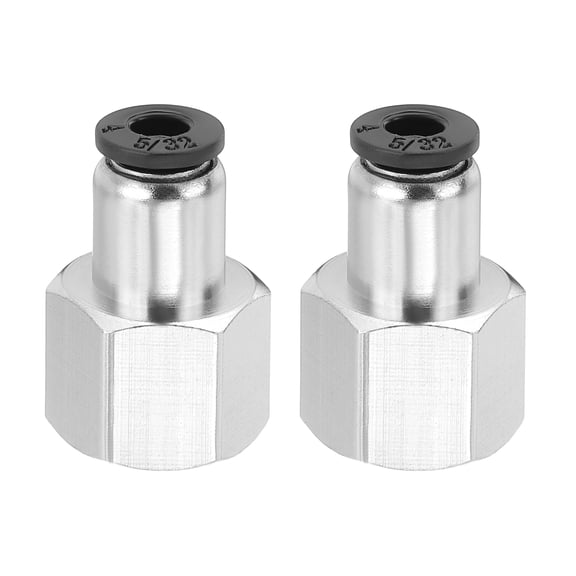 Uxcell 2 Pcs NPT Female 5/32 inch OD x 1/4" NPT Thread Push to Connect Fittings, Black