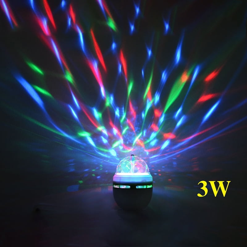 3W E27 Mini Crystal RGB LED Light Bulb Rotating Bubble Stage Light