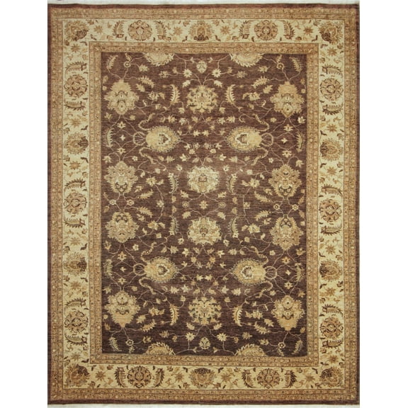 noori rug n3877 peshawar amaar area rug 8'10" x 10'11" brown/ivory