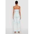 thumbnail image 4 of Womens Daisy Denim Strapless Flare Jumpsuit with Cargo Pockets, 4 of 4
