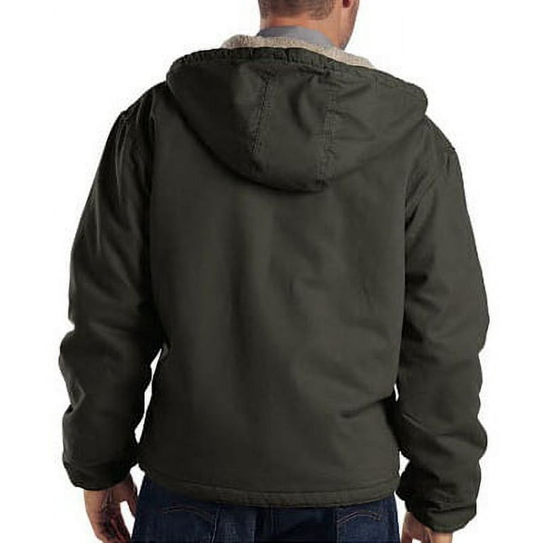dickies men s sanded duck sherpa lined hooded jacket black olive large regular Walmart