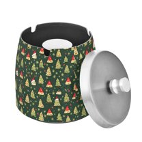 Yayeee Ashtray with Lid for Cigarette Smokeless Stainless Steel Home Ash Holder, Christmas Tree