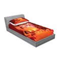 thumbnail image 2 of Ambesonne Christmas Fitted Sheet & Pillow Sham Set, Noel New Years Theme, Twinxl, Orange, 2 of 2
