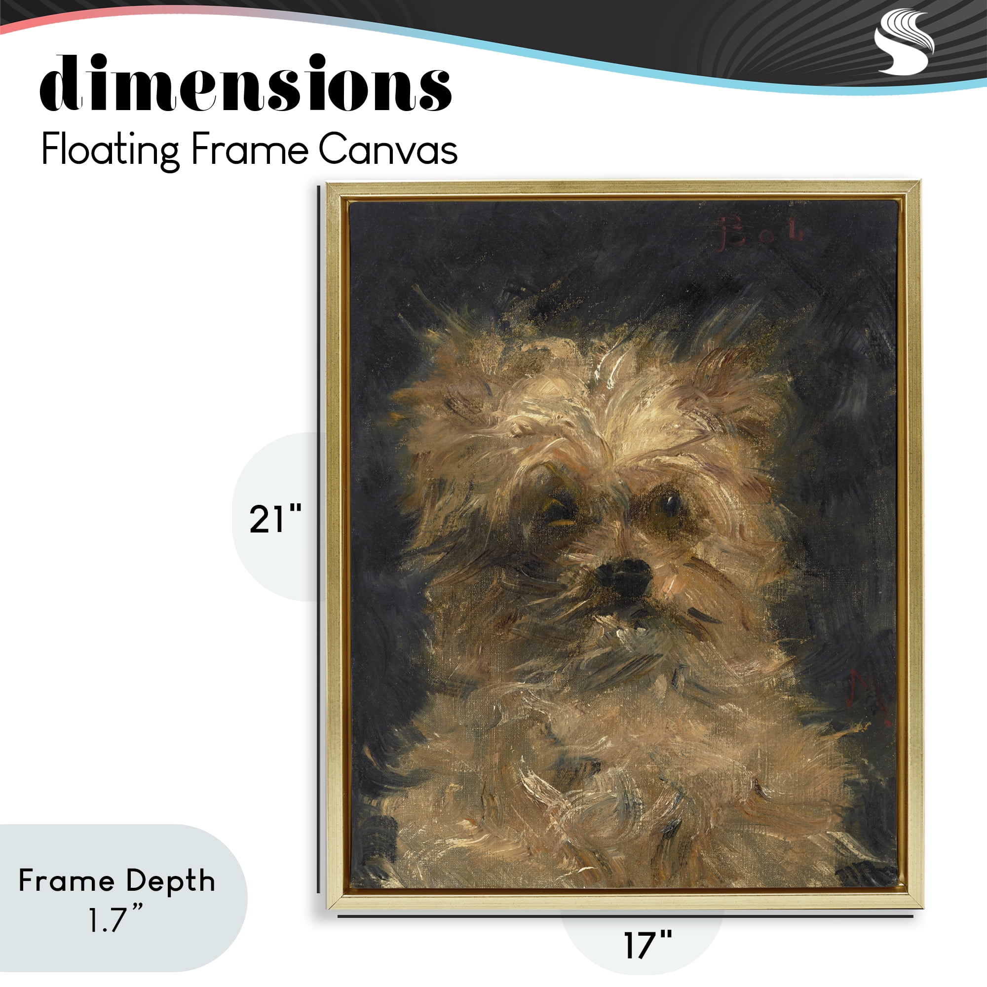 Stupell Industries Edouard Manet Dog Portrait Gold Framed Floater Canvas Wall Art, design by Lil' Rue