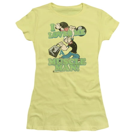 - Popeye The Sailor Man Cartoon Character Muscle Man Juniors Sheer T-Shirt Tee