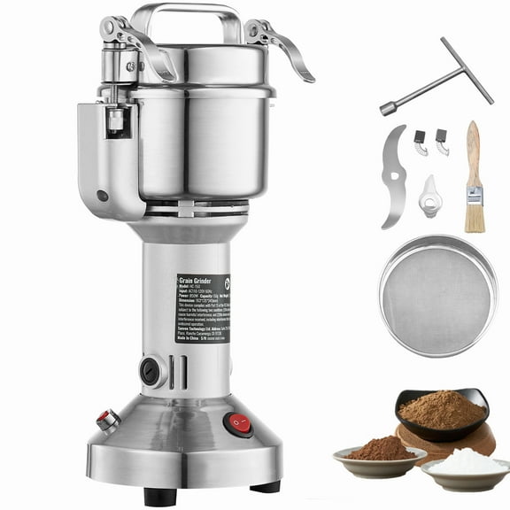 KFFKFF 750g Electric Grinder, 2000W Speedy Grain Mill, Stainless Pulverizer for Dry Ingredients, Spices, Cereals, Coffee, Corn, Pepper - Straight Design