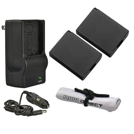 Canon EOS Rebel T3 High Capacity Intelligent Batteries (2 Units) + AC/DC Travel Charger + Nwv Direct Microfiber Cleaning Cloth.