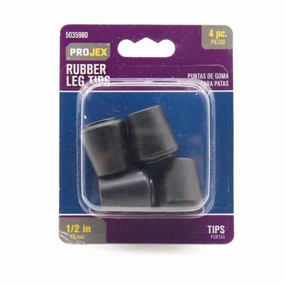 Projex 5035980 0.5 in. Rubber Leg Tip Round, Black - Pack of 4