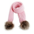 thumbnail image 2 of Elainilye Fashion Kids Winter Scarf Warm Knitted Raccoon Dog Ball Double Ball Baby Scarf Neck Warmer Winter Ski Scarf for Kids Girls Boys,Pink, 2 of 2