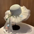 thumbnail image 4 of Delayuji Womens Bowknot Hat Lace Ribbon Decor Breathable UV Protection Summer Hats Travel Stylish Floral Hat Portable Outdoor beach hat Daily Sun Cap, 4 of 4