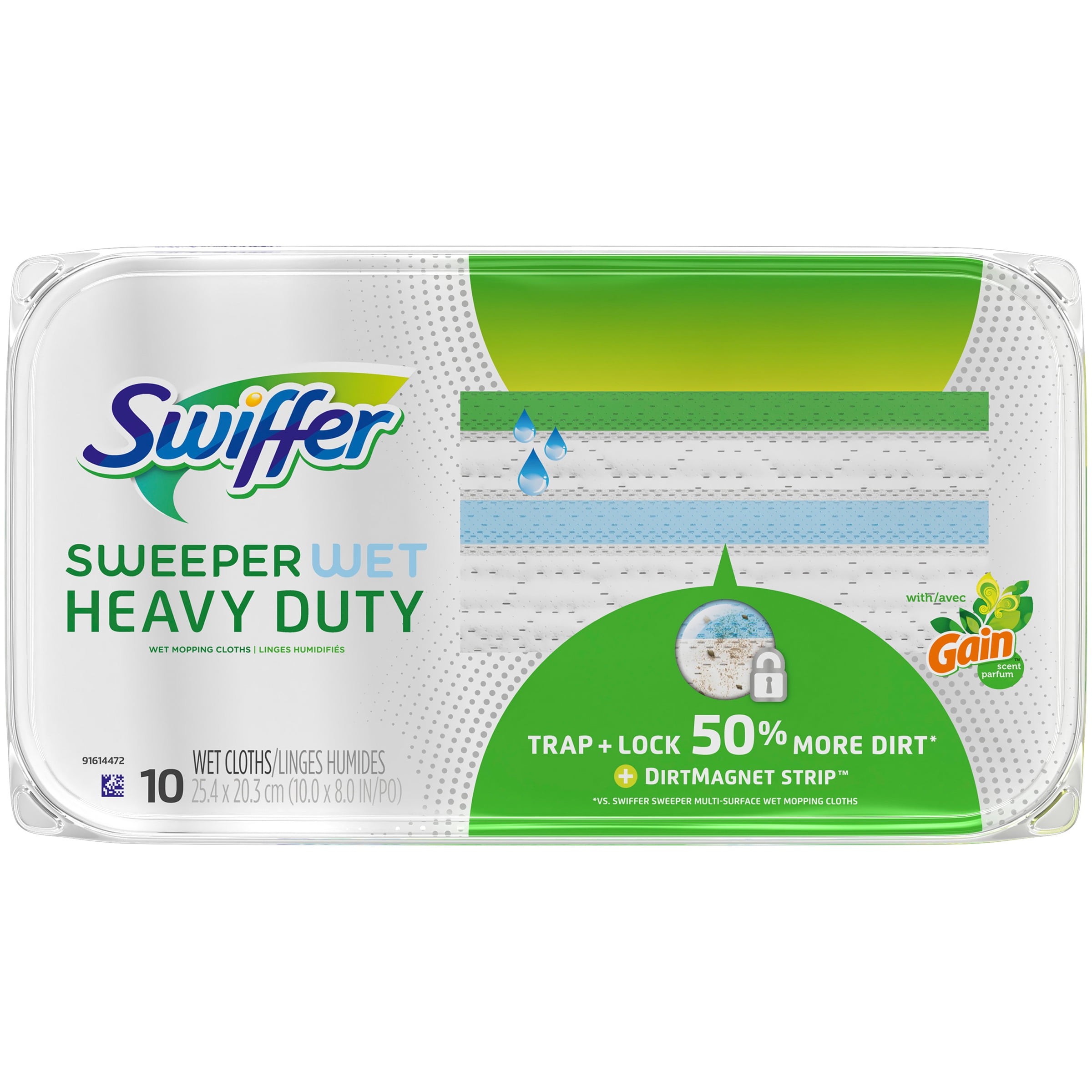 Swiffer Original Gain Scent Sweeper Wet & Heavy Duty Mopping Cloths, 10